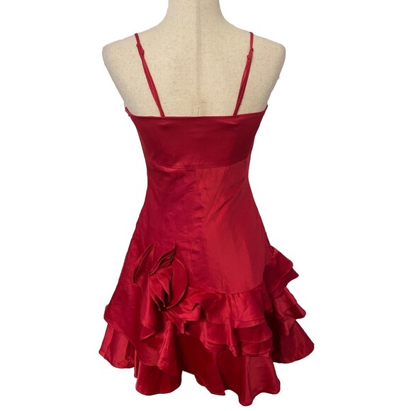 BLACK Cocktail Party Dress Sz M Ruffled Strapless Spaghetti Fuchsia Prom Fairy - Picture 5 of 16